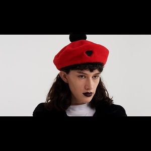 Lazy oaf red fuzzy beret